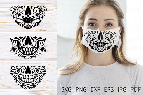 Face mask Halloween svg cut files, sugar skull face mask svg SVG Digital Rainbow Shop 