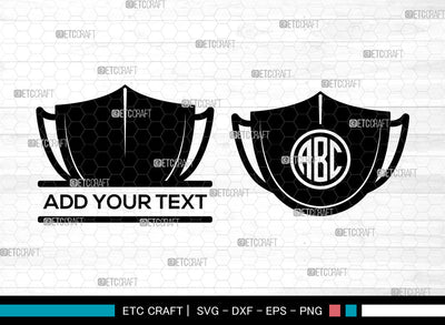 Face Mask Monogram SVG, Split Monogram Svg, Quarantine Mask Svg, Face Mask Icon Svg, Mask Svg, Surgical Mask Svg, Face Mask SVG ETC Craft 