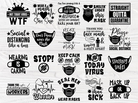Face Mask Quotes SVG, Social Distancing Svg, Virus SVG TonisArtStudio 