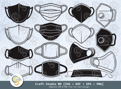 Face Mask Silhouette, Face Mask SVG, Quarantine Mask Svg, Face Mask Icon Svg, Mask Svg, Surgical Mask Svg, Face Mask Bundle SVG ETC Craft 