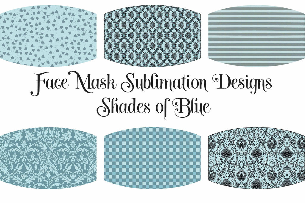 Face Mask Sublimation Designs - Shades of Blue PNG Files - So Fontsy