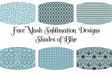 Face Mask Sublimation Designs - Shades of Blue PNG Files Sublimation Digital Honeybee 