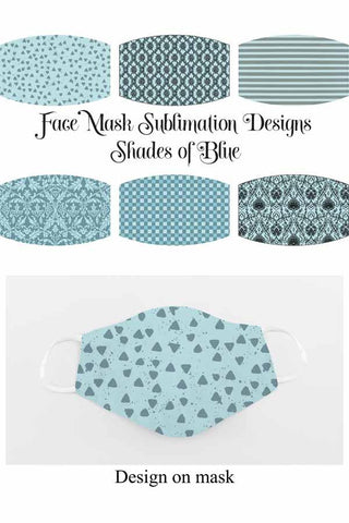 Face Mask Sublimation Designs - Shades of Blue PNG Files Sublimation Digital Honeybee 