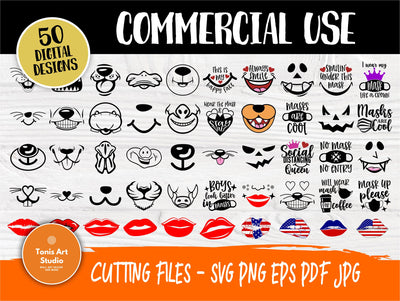 Face Mask Svg Bundle, Face Mask Quotes, Face Mask Sayings, Quarantine Mask Svg, Funny Kids Face Masks, Svg Cut Files, Cricut Files SVG TonisArtStudio 