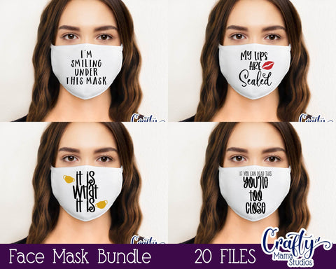 Face Mask Svg Bundle - Face Mask Quotes - Funny Face Mask Svg SVG Crafty Mama Studios 