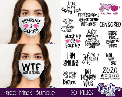 Face Mask Svg Bundle - Face Mask Quotes - Funny Face Mask Svg SVG Crafty Mama Studios 