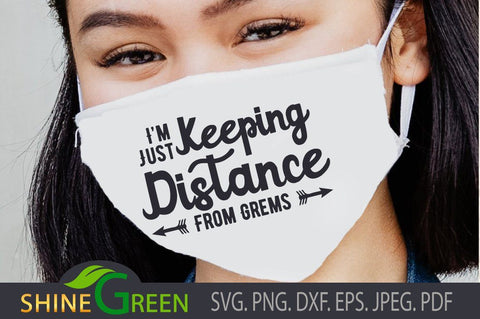 Face Mask SVG - Keeping Distance from Germs SVG Shine Green Art 