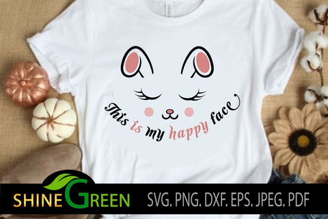 Face Mask SVG - This is my Happy Face SVG Shine Green Art 