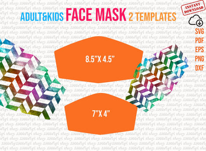 Face Mask Template, Mask Template, Sublimation Mask, Face Mask Svg, Face Mask Pattern, Face Mask Printable, Sewing Template Kids and Adult SVG 1966digi 