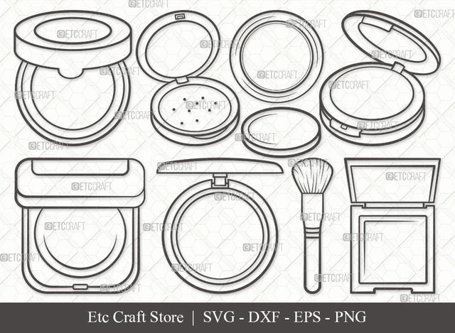 Face Powder Outline SVG Cut File | Face Powder Mirror SVG Svg | Mirror Svg | Cosmetic Svg | Beauty Svg | Makeup Svg | Fashion Svg | Face Powder Svg Bundle SVG ETC Craft 