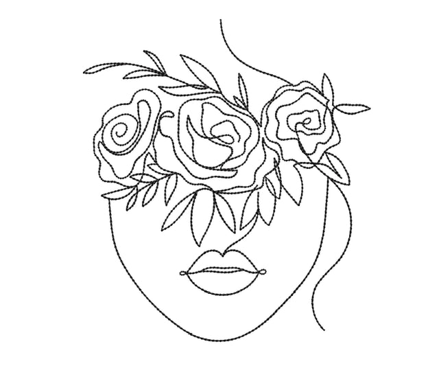 Face with Flowers Embroidery Design, Women Embroidery File, 5 sizes Embroidery/Applique DESIGNS Nino Nadaraia 