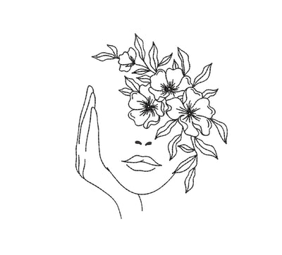 Face with Flowers Embroidery Design, Women Embroidery File, 5 sizes Embroidery/Applique DESIGNS Nino Nadaraia 