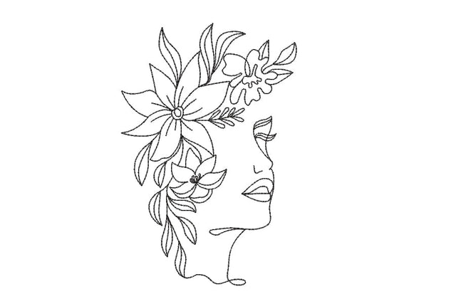 Face with Flowers Embroidery Design, Women Embroidery File, 5 sizes, Instant download. Embroidery/Applique DESIGNS ArtEMByNatalia 