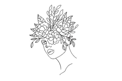 Face with Flowers Embroidery Design, Women Embroidery File, 6 sizes, Instant download. Embroidery/Applique DESIGNS ArtEMByNatalia 