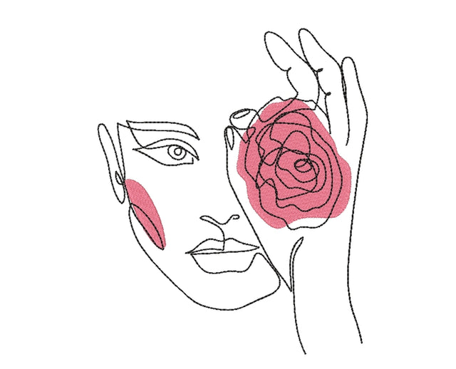 Face with Rose Embroidery Design, Women Embroidery File, 5 sizes Embroidery/Applique DESIGNS Nino Nadaraia 