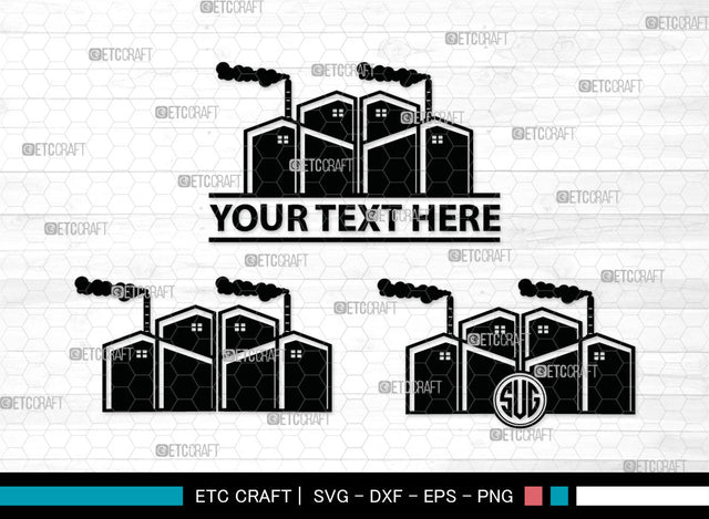 Factory SVG, Factory Monogram, Factory Silhouette, Air Pollution Svg, Factory Pipes Svg, SVG ETC Craft 