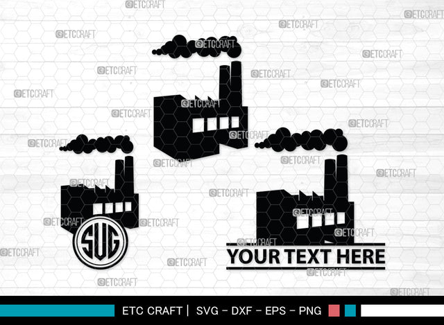 Factory SVG, Factory Monogram, Factory Silhouette, Air Pollution Svg, Factory Pipes Svg, SVG ETC Craft 