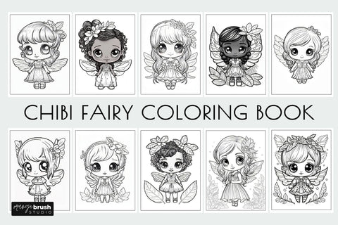 Fairies Coloring Book, Printable Kids Coloring Page Bundle Sublimation OrangeBrushStudio 