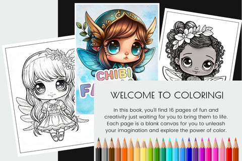 Fairies Coloring Book, Printable Kids Coloring Page Bundle Sublimation OrangeBrushStudio 