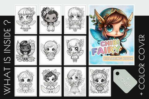 Fairies Coloring Book, Printable Kids Coloring Page Bundle Sublimation OrangeBrushStudio 