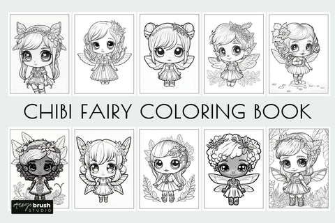 Fairies Coloring Page Bundle, Printable Kids Coloring Book Sublimation OrangeBrushStudio 
