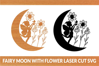 Fairly Moon with Flower and Butterfly SVG SVG buydesign 