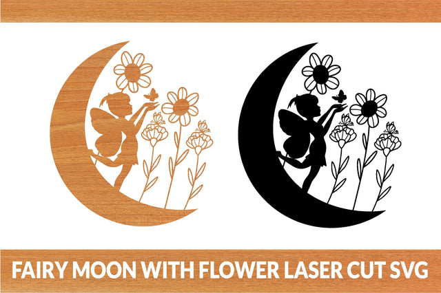 Fairly Moon with Flower and Butterfly SVG SVG buydesign 