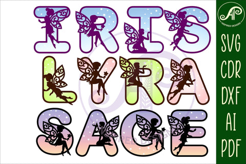 Fairy alphabet set. 2 layer letters 47 letters SVG file vector file ai, cdr, dxf and pdf instant download digital design fairy letters SVG APInspireddesigns 