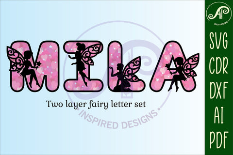 Fairy alphabet set. 2 layer letters 47 letters SVG file vector file ai, cdr, dxf and pdf instant download digital design fairy letters SVG APInspireddesigns 