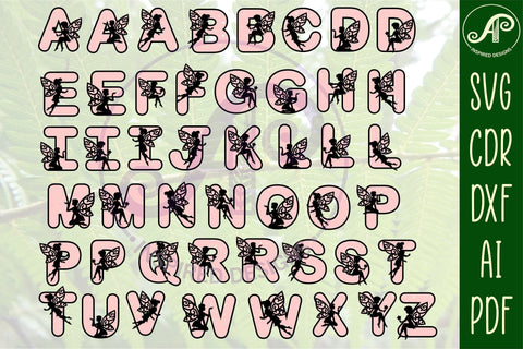 Fairy alphabet set. 2 layer letters 47 letters SVG file vector file ai, cdr, dxf and pdf instant download digital design fairy letters SVG APInspireddesigns 