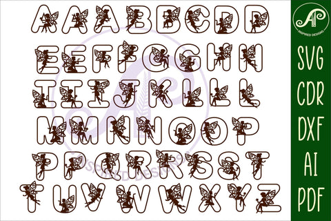 Fairy alphabet set. 2 layer letters 47 letters SVG file vector file ai, cdr, dxf and pdf instant download digital design fairy letters SVG APInspireddesigns 