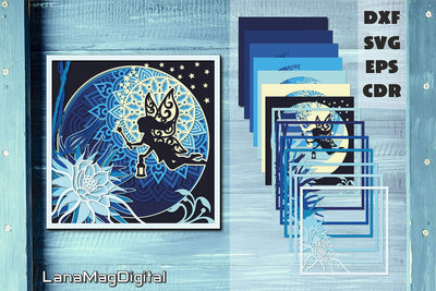 Fairy and magic flower svg, 3d Papercraft, Layered moon 3D Paper LanaMagDigital 