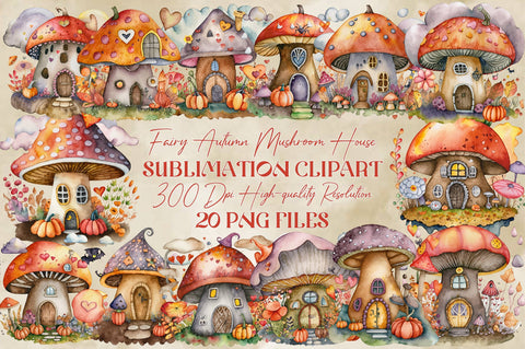 Fairy Autumn Mushroom House Sublimation Clipart Sublimation Jagonath Roy 