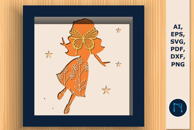 fairy butterfly wild floral shadow box SVG SVG MD JOYNAL ABDIN 