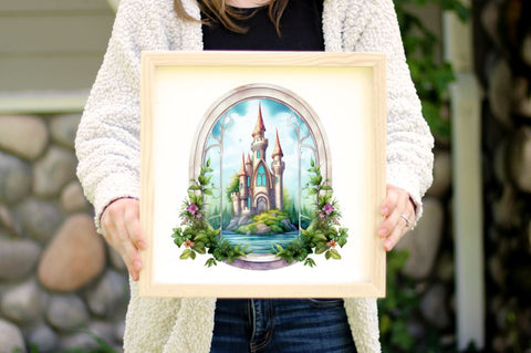 Fairy Castle Window Sublimation Clipart Bundle Sublimation Regulrcrative 