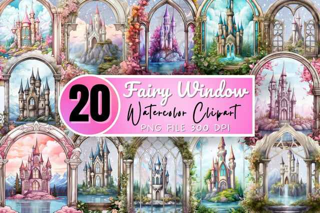 Fairy Castle Window Sublimation Clipart Bundle Sublimation Regulrcrative 