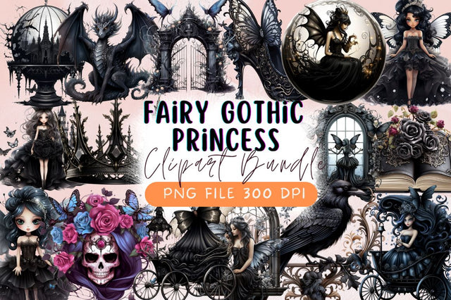 Fairy Gothic Princess Clipart Bundle Sublimation Regulrcrative 
