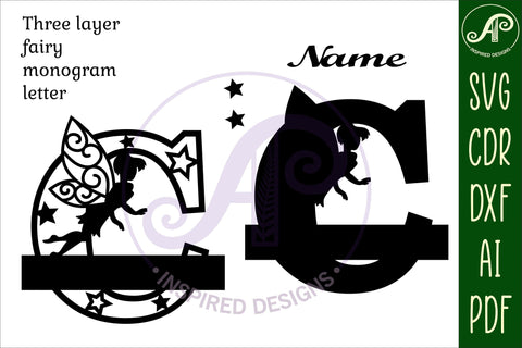 Fairy Letter C Monogram SVG Cut File SVG APInspireddesigns 