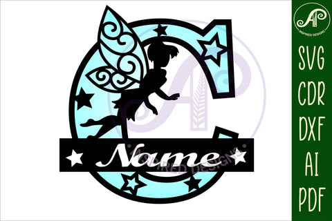 Fairy Letter C Monogram SVG Cut File SVG APInspireddesigns 