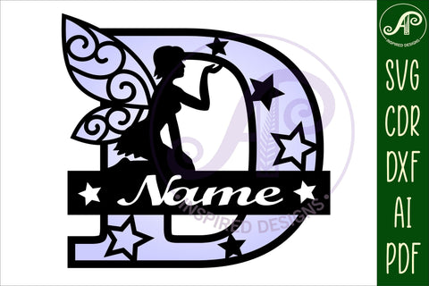 Fairy Letter D Monogram SVG Cut File SVG APInspireddesigns 