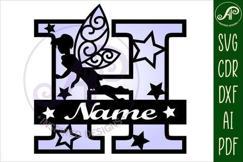 Fairy Letter H Monogram SVG Cut File SVG APInspireddesigns 