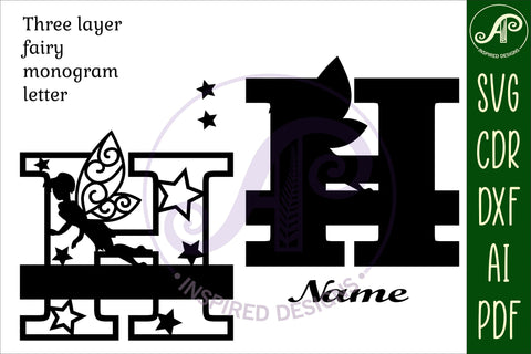 Fairy Letter H Monogram SVG Cut File SVG APInspireddesigns 