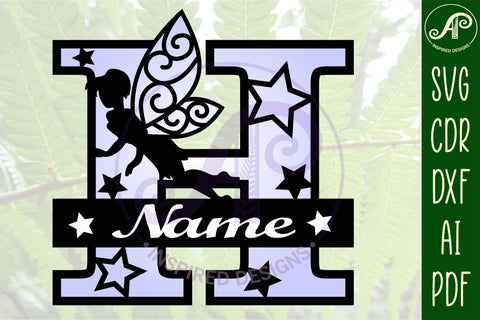 Fairy Letter H Monogram SVG Cut File SVG APInspireddesigns 