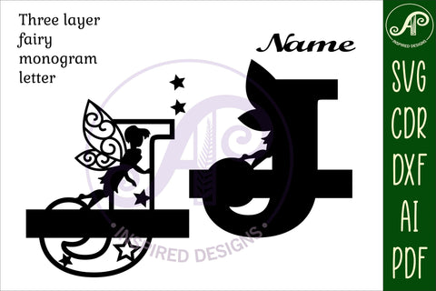 Fairy Letter J Monogram SVG Cut File SVG APInspireddesigns 