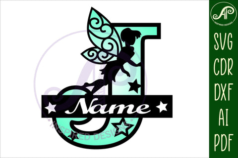 Fairy Letter J Monogram SVG Cut File SVG APInspireddesigns 