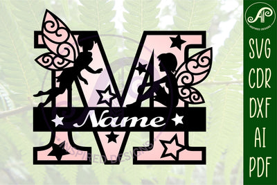 Fairy Letter M Monogram SVG Cut File SVG APInspireddesigns 