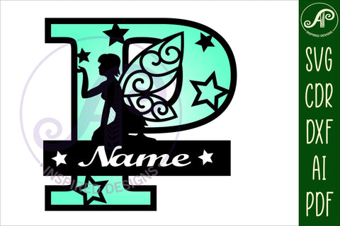 Fairy Letter P Monogram SVG Cut File SVG APInspireddesigns 