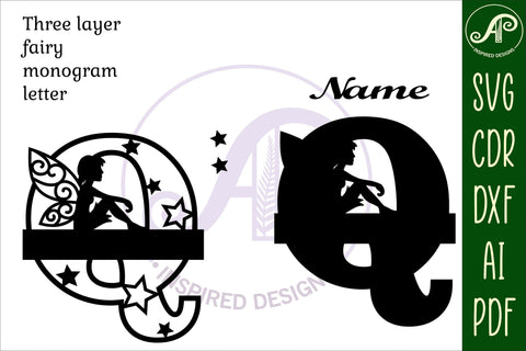 Fairy Letter Q Monogram SVG Cut File SVG APInspireddesigns 