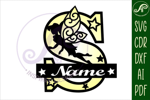 Fairy Letter S Monogram SVG Cut File SVG APInspireddesigns 