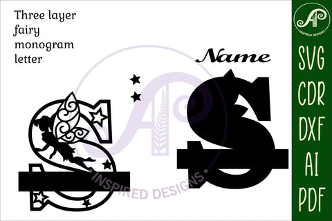 Fairy Letter S Monogram SVG Cut File SVG APInspireddesigns 